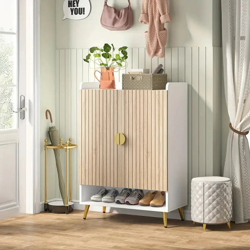 Shoe Storage Cabinet 7-Tier with Adjustable Shelves - Wood