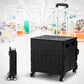 Black 75l storage trolley with portable shelves and caster wheels