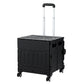 Black 75l storage trolley with tray shelves and side handles