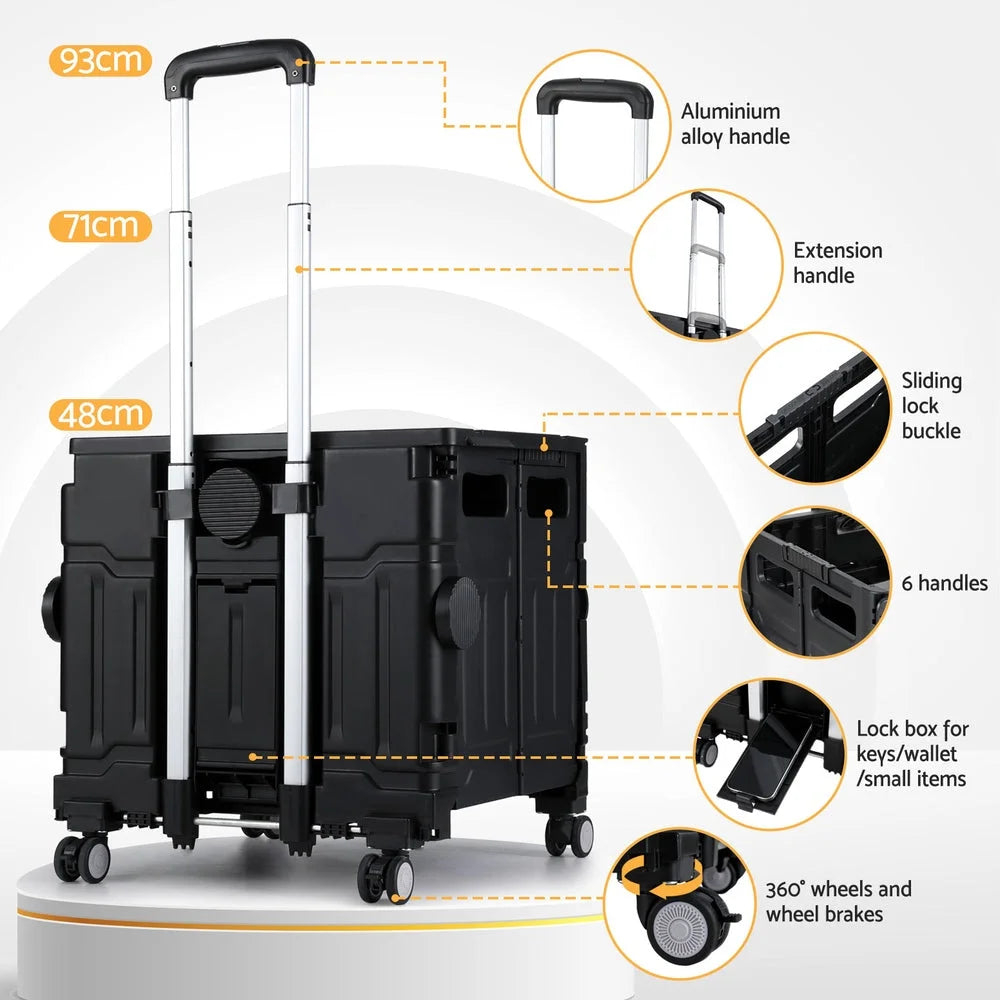 Shopping Trolley Cart Emajin 75L Foldable Black furniture
