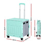 Green 75l storage trolley with shelves and rolling caster wheels