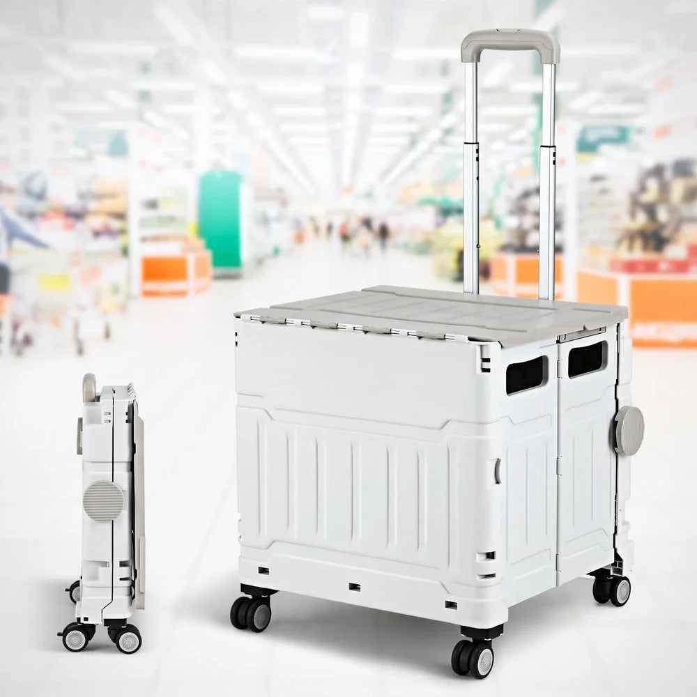 Foldable Shopping Trolley Cart Emajin 75L White