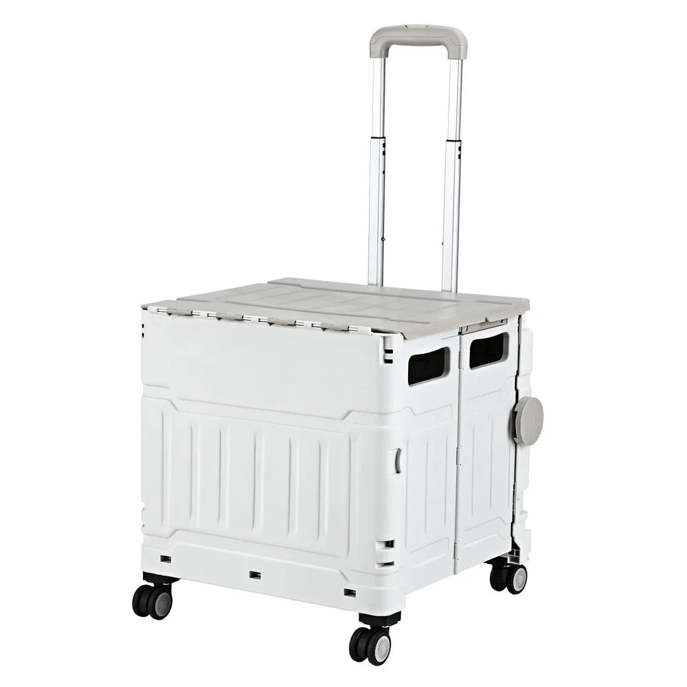 White 75l storage trolley with drawer storage and towel rail