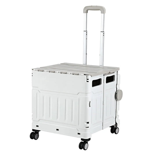 White 75l storage trolley with drawer storage and towel rail