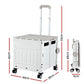 White 75l storage trolley with portable shelves and caster wheels