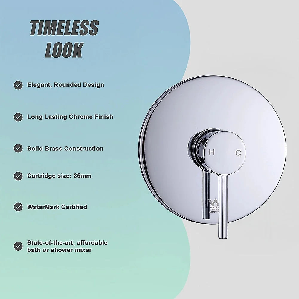 Shower Bath Mixer Tap Bathroom WATERMARK Approved - Chrome