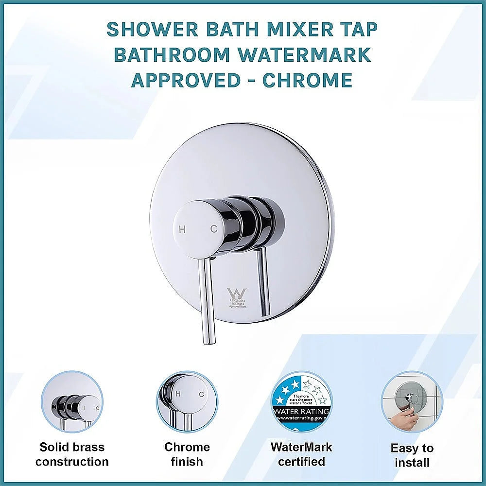 Shower Bath Mixer Tap Bathroom WATERMARK Approved - Chrome