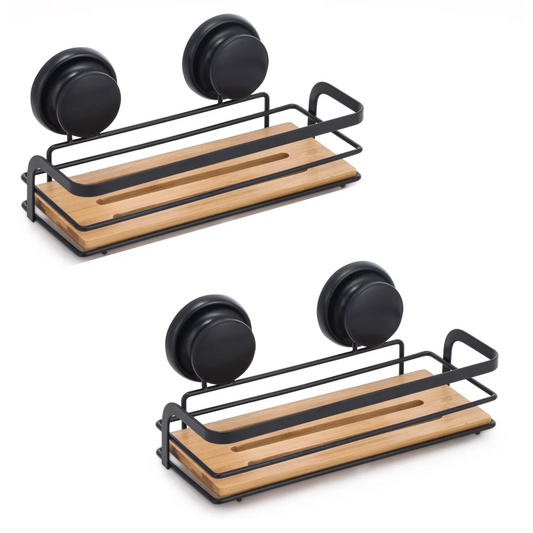 Shower Caddy Shelf Basket Rack 2 Pack Rectangular Bamboo