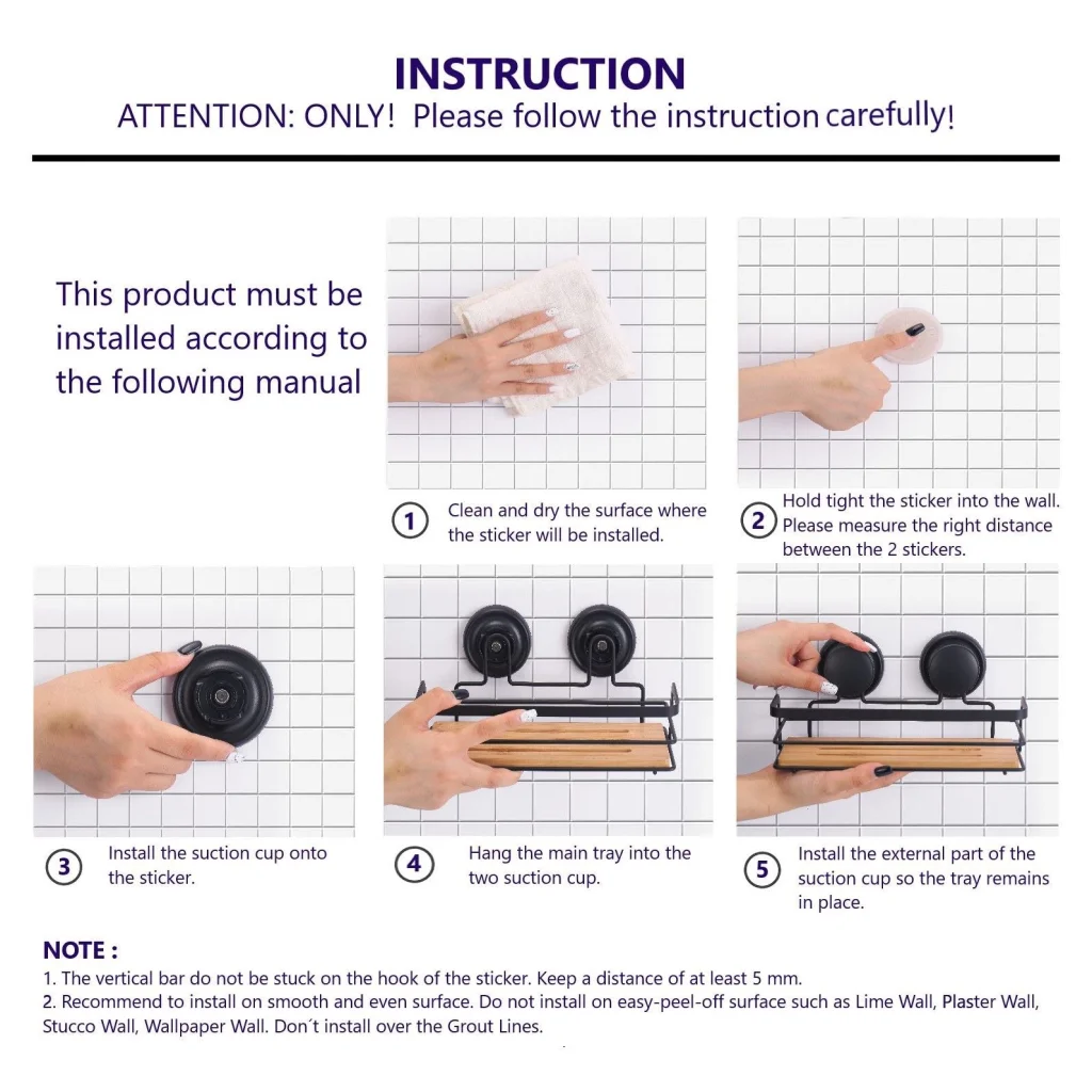 Shower Caddy Shelf Basket Rack 2 Pack Rectangular Bamboo