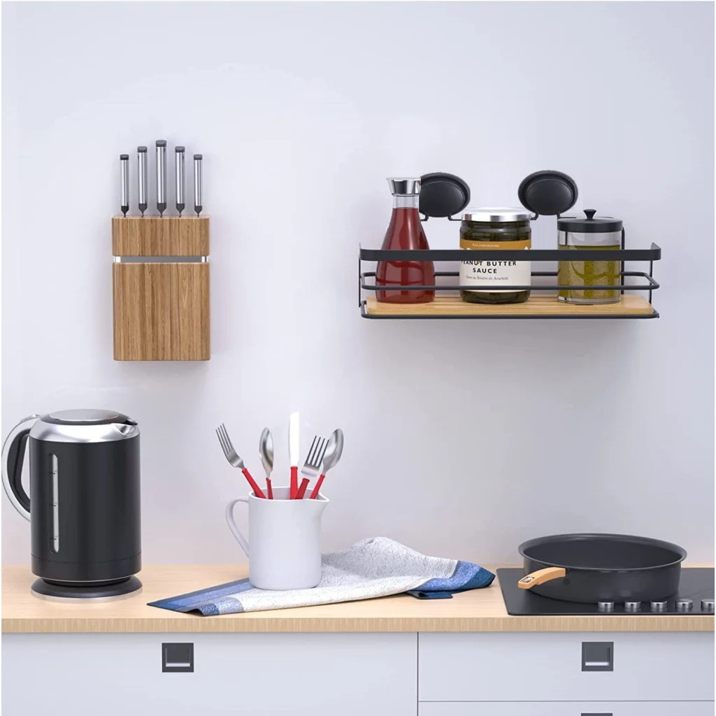 Shower Caddy Shelf Basket Rack 2 Pack Rectangular Bamboo