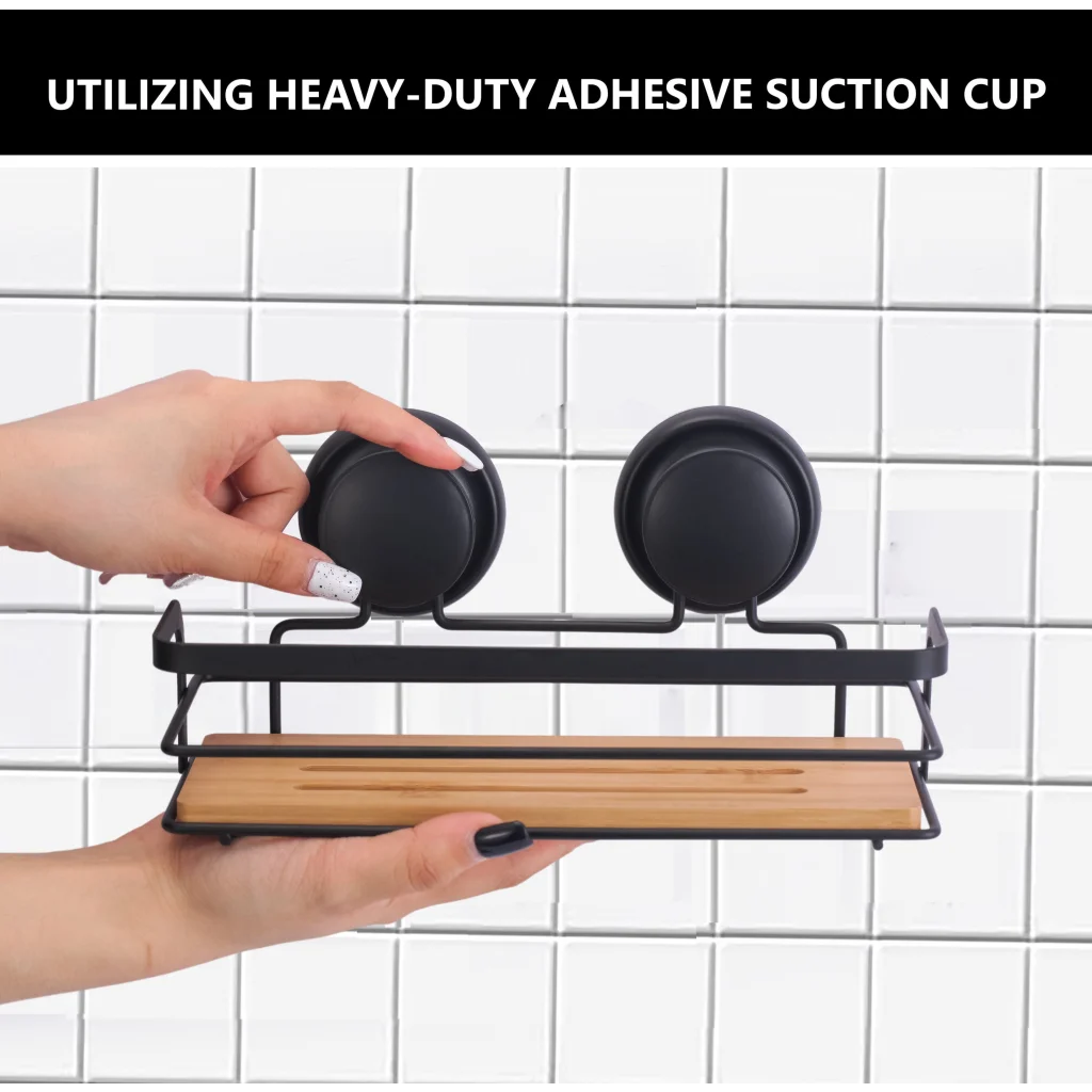 Shower Caddy Shelf Basket Rack 2 Pack Rectangular Bamboo