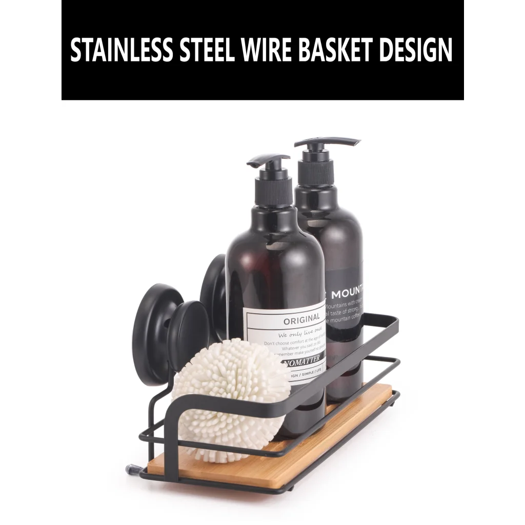 Shower Caddy Shelf Basket Rack 2 Pack Rectangular Bamboo