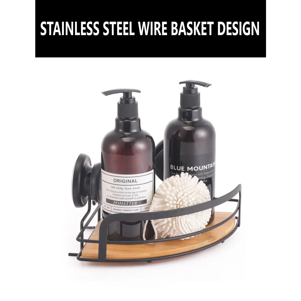 Shower Caddy Shelf Basket Rack 2 Pack Round Bamboo Corner