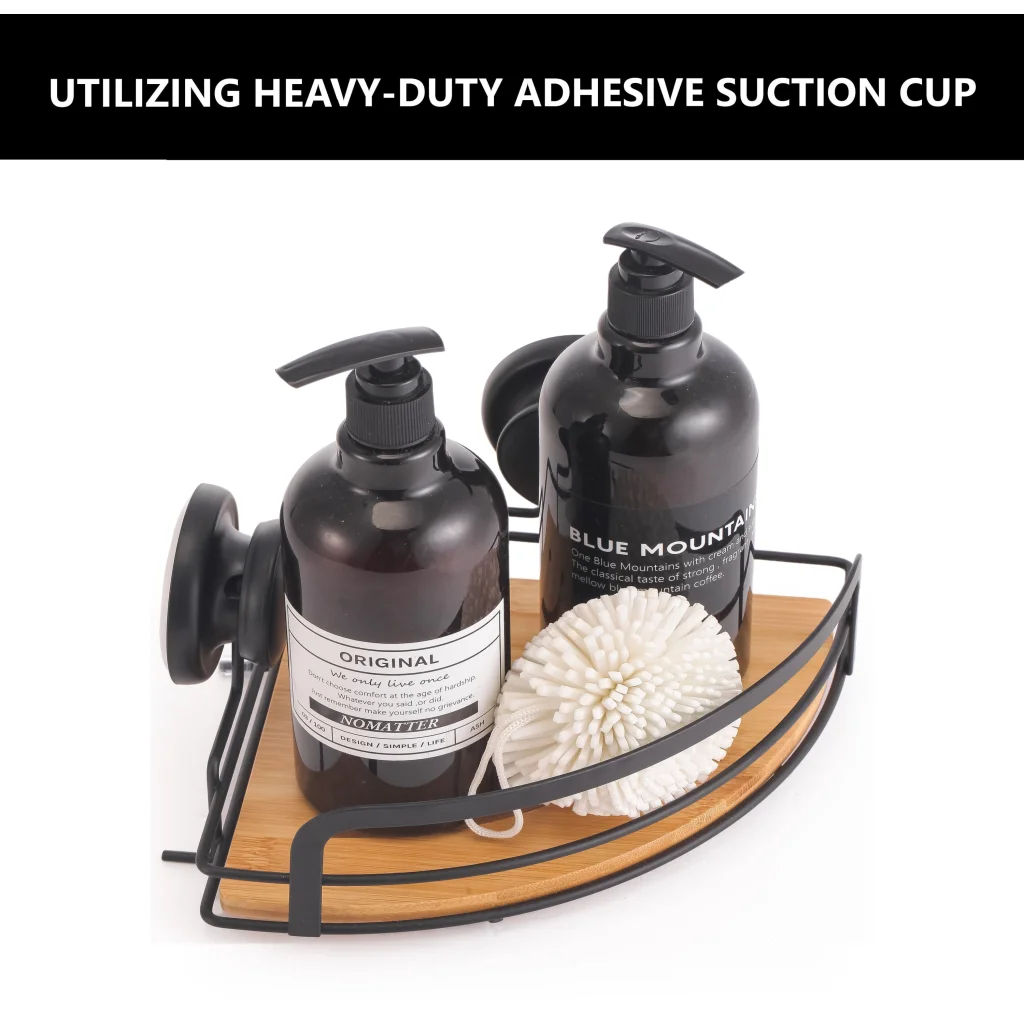 Shower Caddy Shelf Basket Rack 2 Pack Round Bamboo Corner