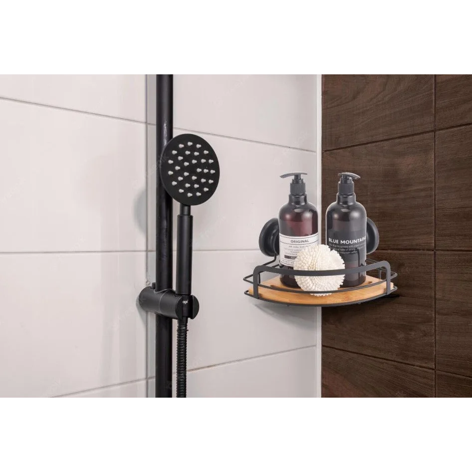 Shower Caddy Shelf Basket Rack 2 Pack Round Bamboo Corner