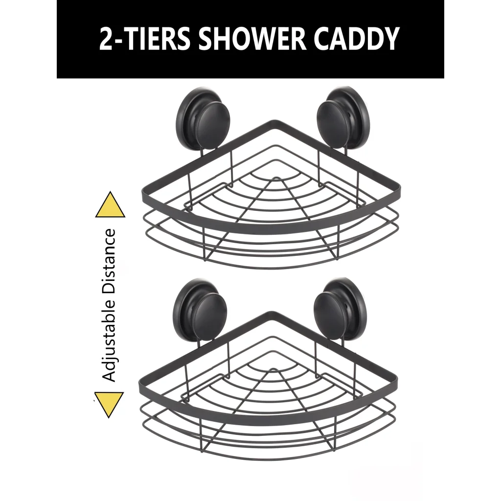 Shower Caddy Shelf Basket Rack 2 Pack Round Corner