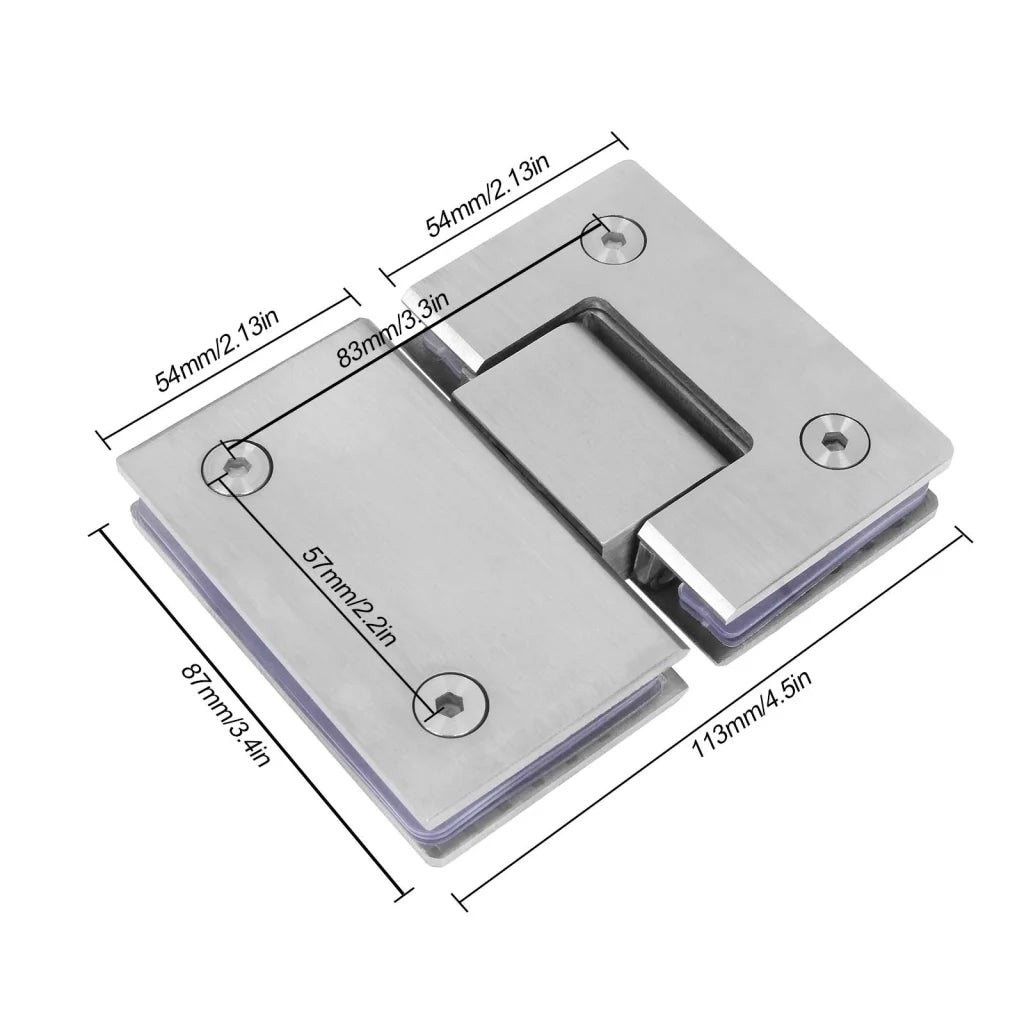 Shower Glass Door Hinge 180 Degrees Polished Chrome Finish
