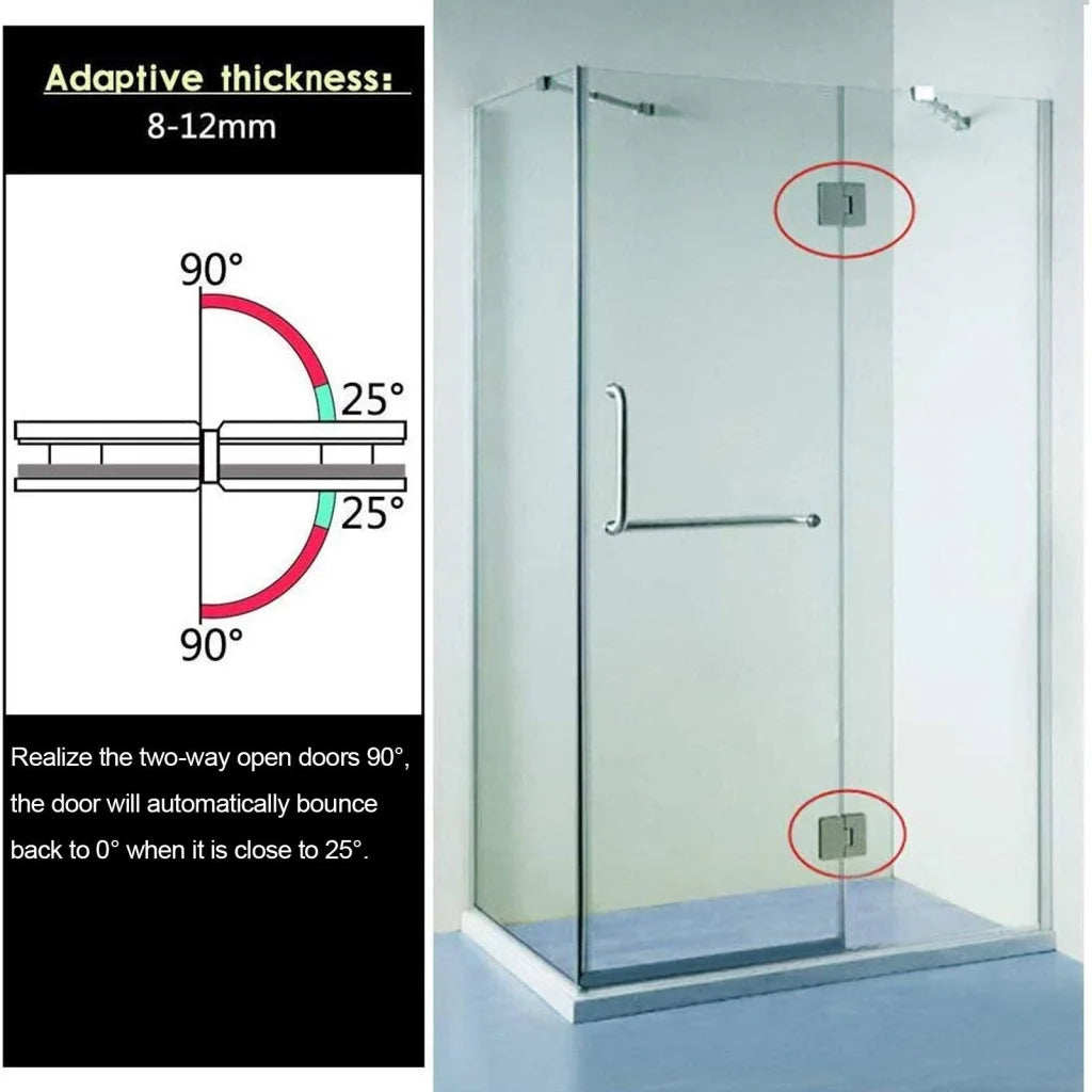 Shower Glass Door Hinge 180 Degrees Polished Chrome Finish