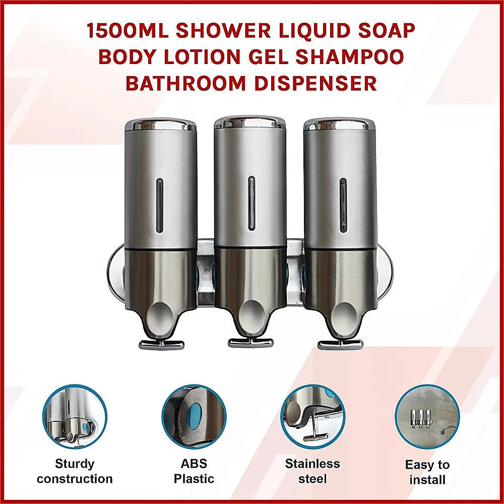 Shower Liquid Soap Dispenser 1500ml Bathroom Body Lotion