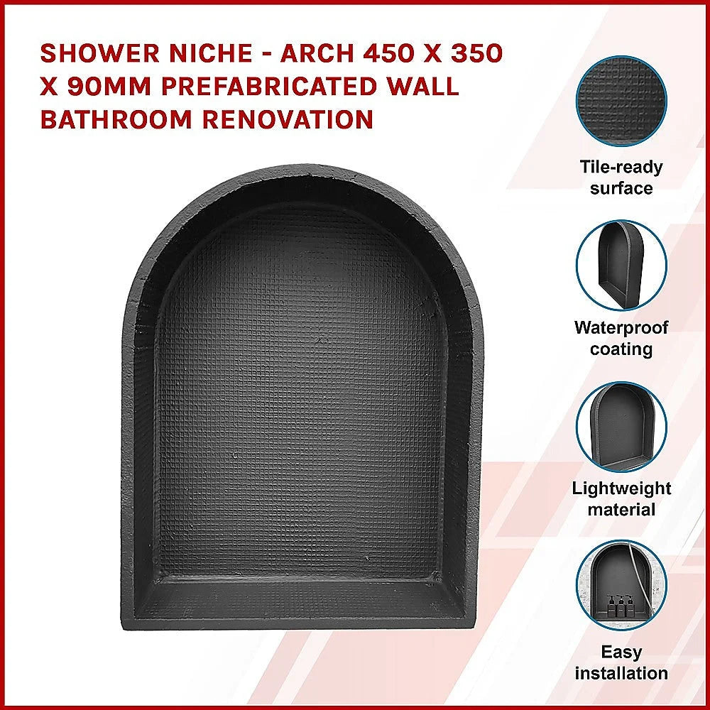 Shower Niche Arch 450 x 350 x 90mm Prefabricated Wall
