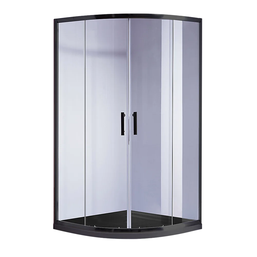 Shower Screen 90x90cm Rounded Sliding 6mm Curved with Base