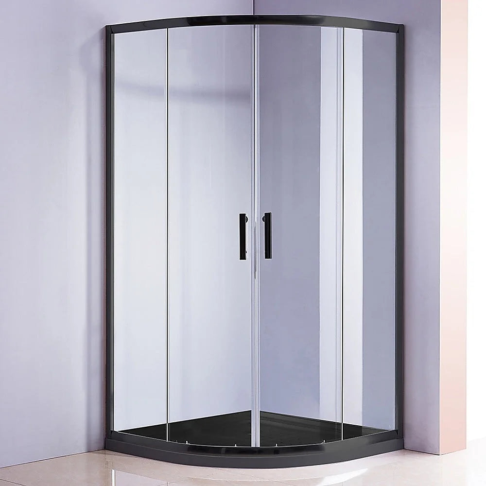 Shower Screen 90x90cm Rounded Sliding 6mm Curved with Base