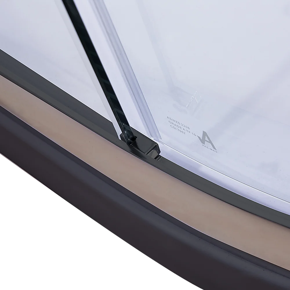 Shower Screen 90x90cm Rounded Sliding 6mm Curved with Base