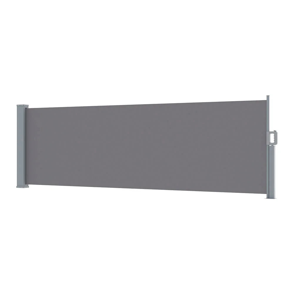 Grey 1x3m retractable awning with retractable canopy arms and front valance
