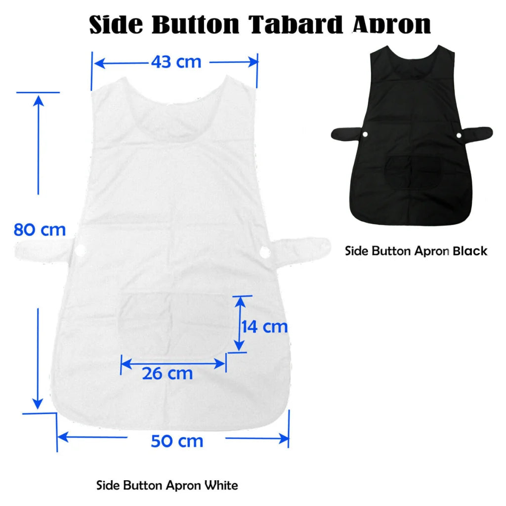 Side Button Tabard Apron Ladies Women Black 50x80 cm - Home