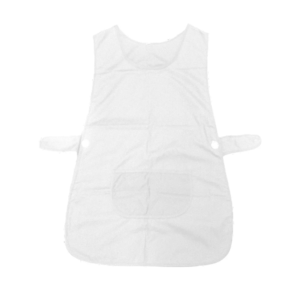 Side Button Tabard Apron Ladies Women White 50x80 cm - Home