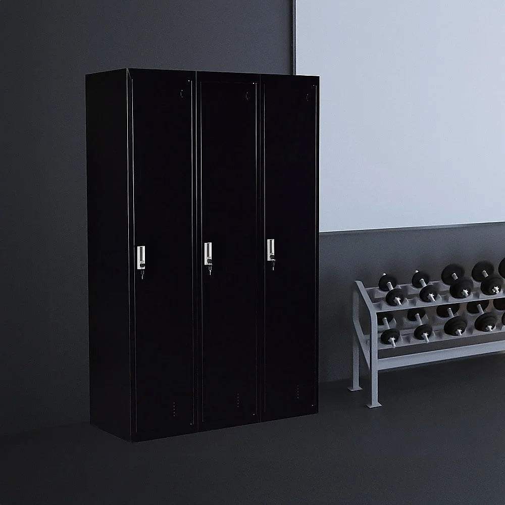 Side-by-Side Office Gym Shed Storage Locker - Three-Door