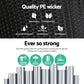 Black rattan table coffee patio with shape details and included parts