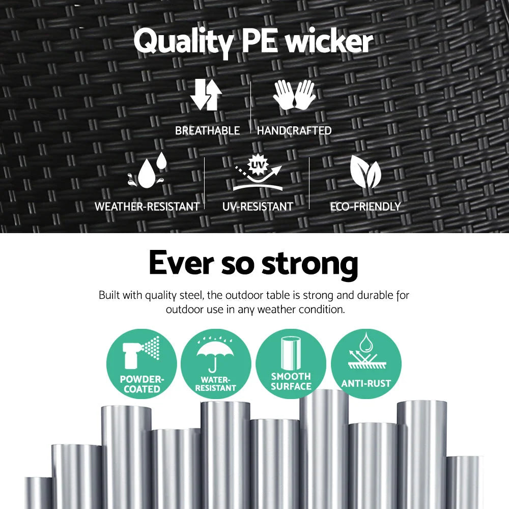 Side Table Coffee Patio Outdoor Furniture Rattan Desk