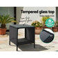 Black rattan table coffee patio with colour and construction cues
