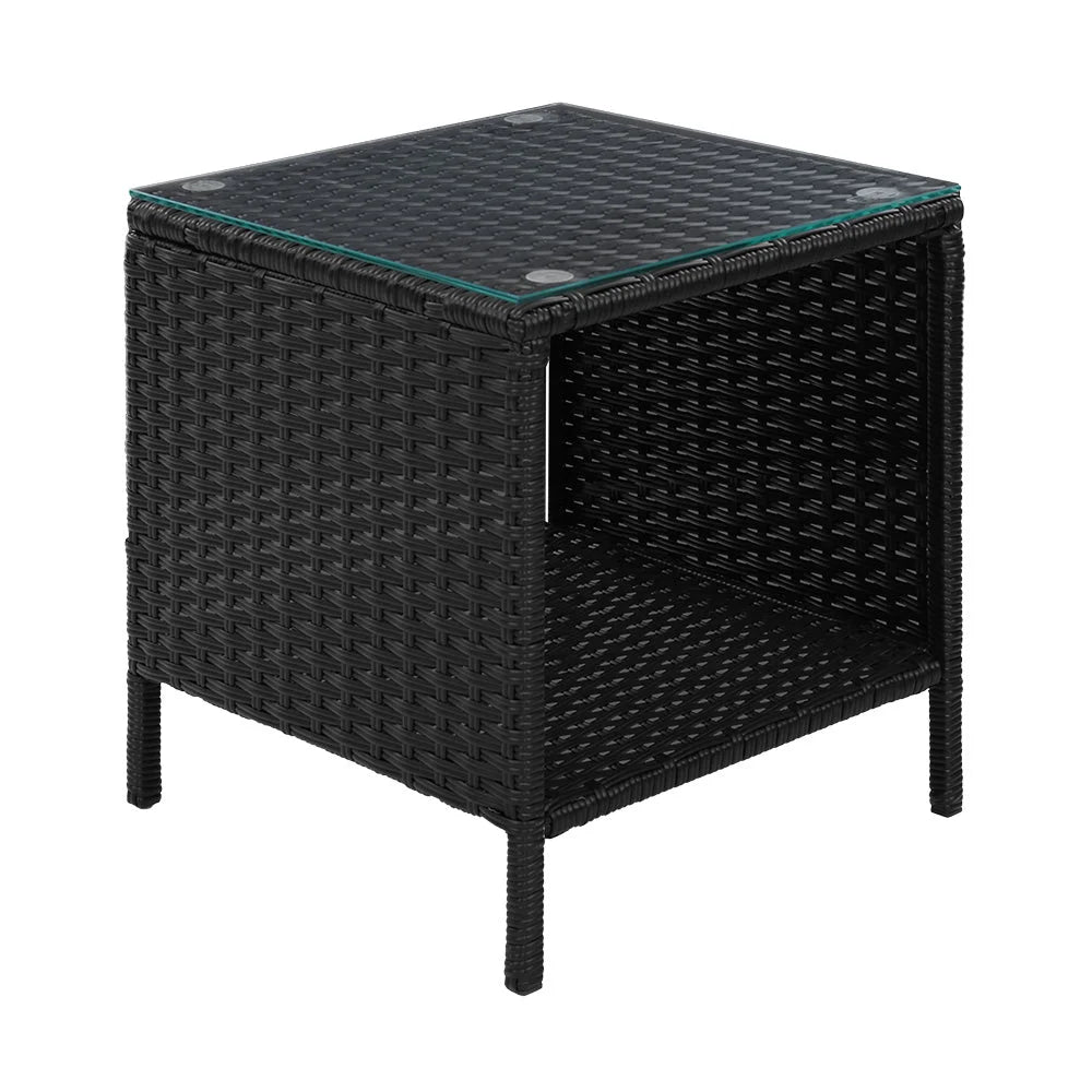 Black rattan outdoor dining setting