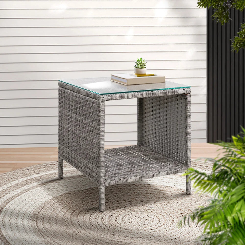Side Table Coffee Patio Outdoor Furniture Rattan Desk