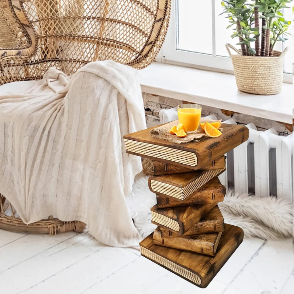 Side Table Corner Stool Plant Stand Raintree Wood Natural