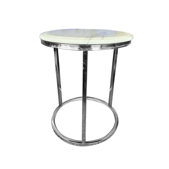 Side Table Kelly - White on Silver 45cm