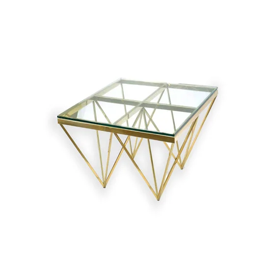 Side Table Pinnacle Gold Clear Glass - Furniture