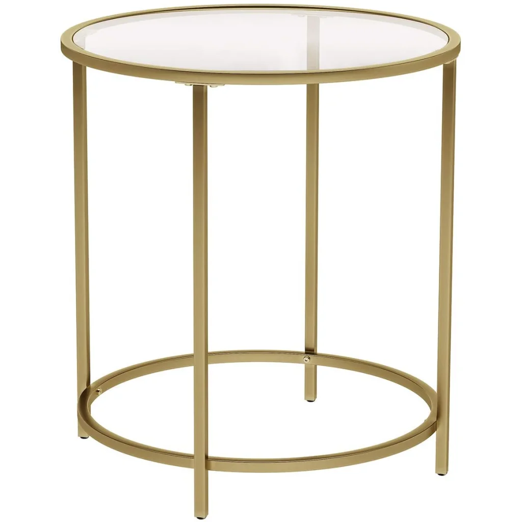 Side Table Round Gold Metal Frame Robust & Stable