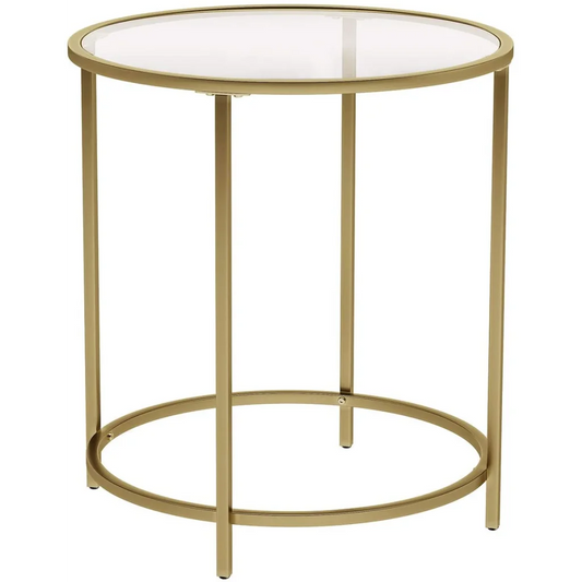 Side Table Round Gold Metal Frame Robust & Stable
