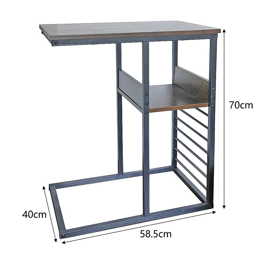 Side Table Sofa End Wooden Shelf Couch Living Nightstand
