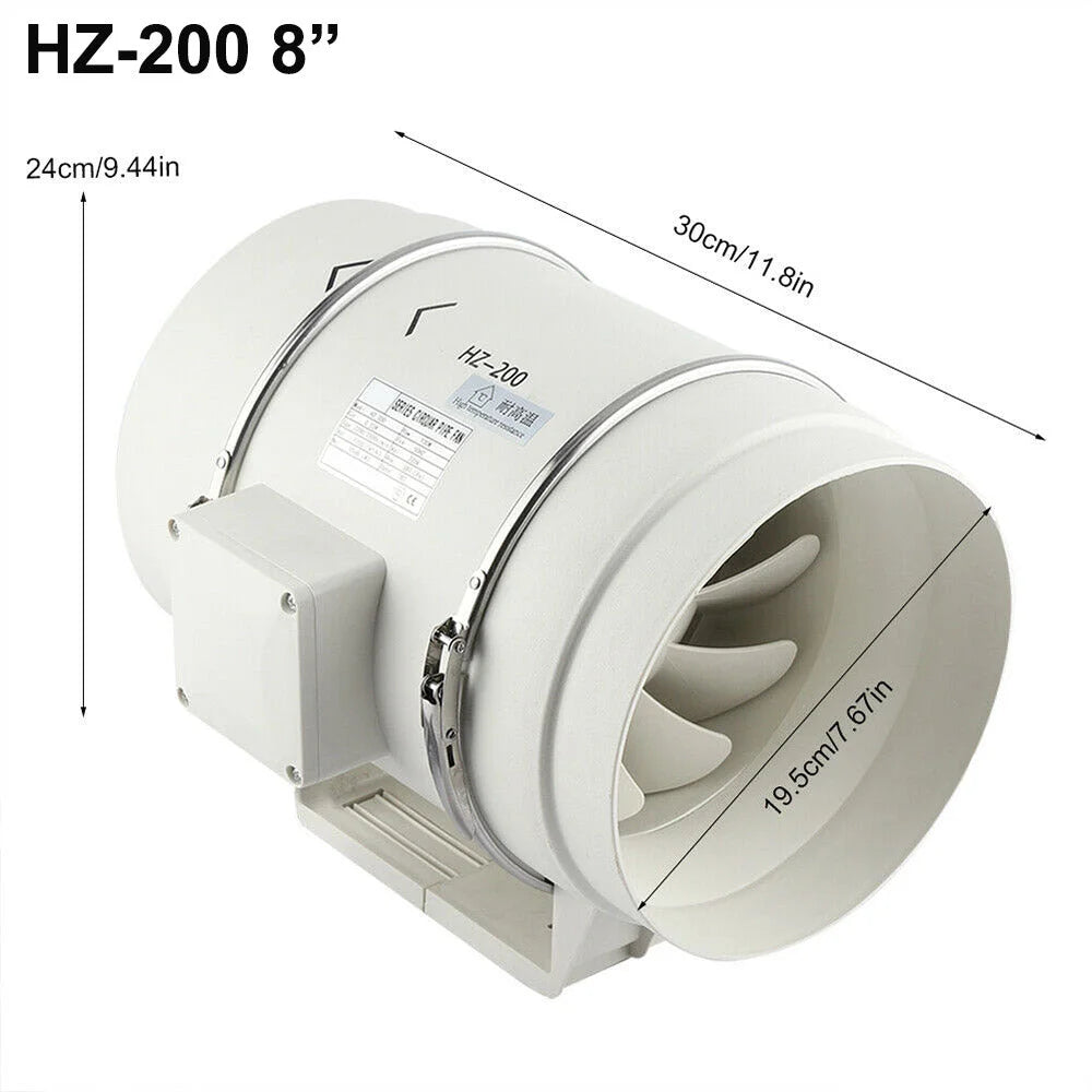 Silent Extractor Fan 8’’ Inch Duct - Hydroponic Inline
