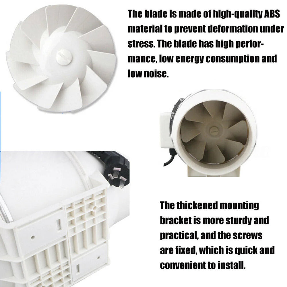 Silent extractor fan with useful parts and product scale