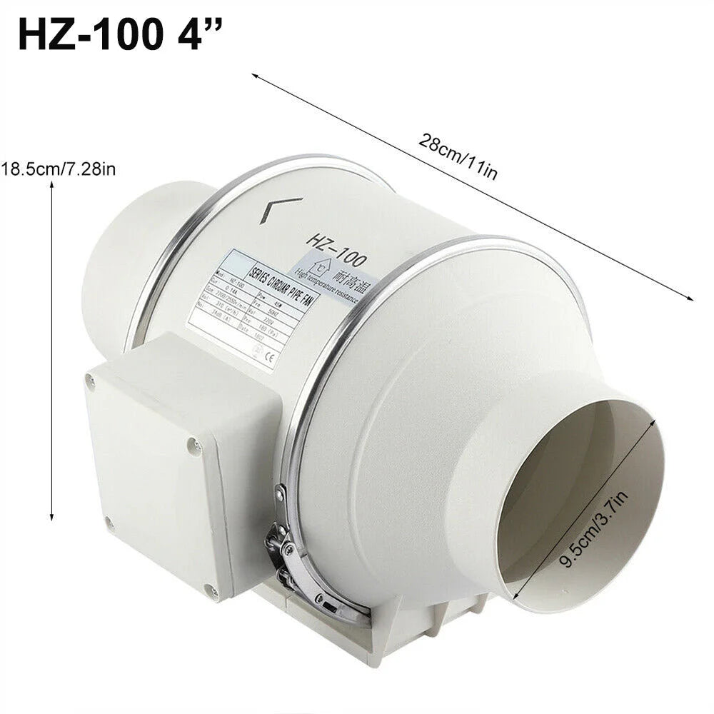Silent Extractor Fan Duct 4 Hydroponic Inline Exhaust