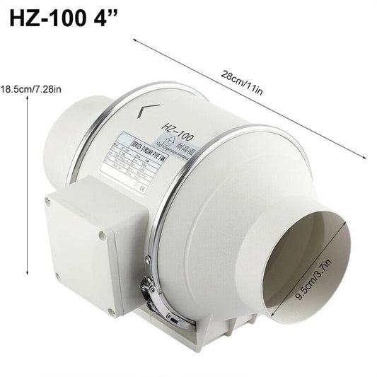 Silent Extractor Fan Duct 4 Hydroponic Inline Exhaust