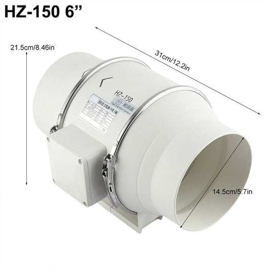 Silent Extractor Fan Duct 6 Hydroponic Inline Exhaust