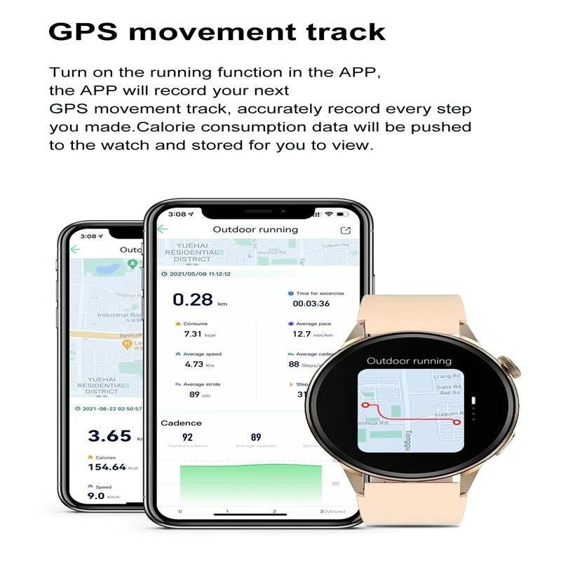 Silicone Band Smart Watch With Colour Screen - Black