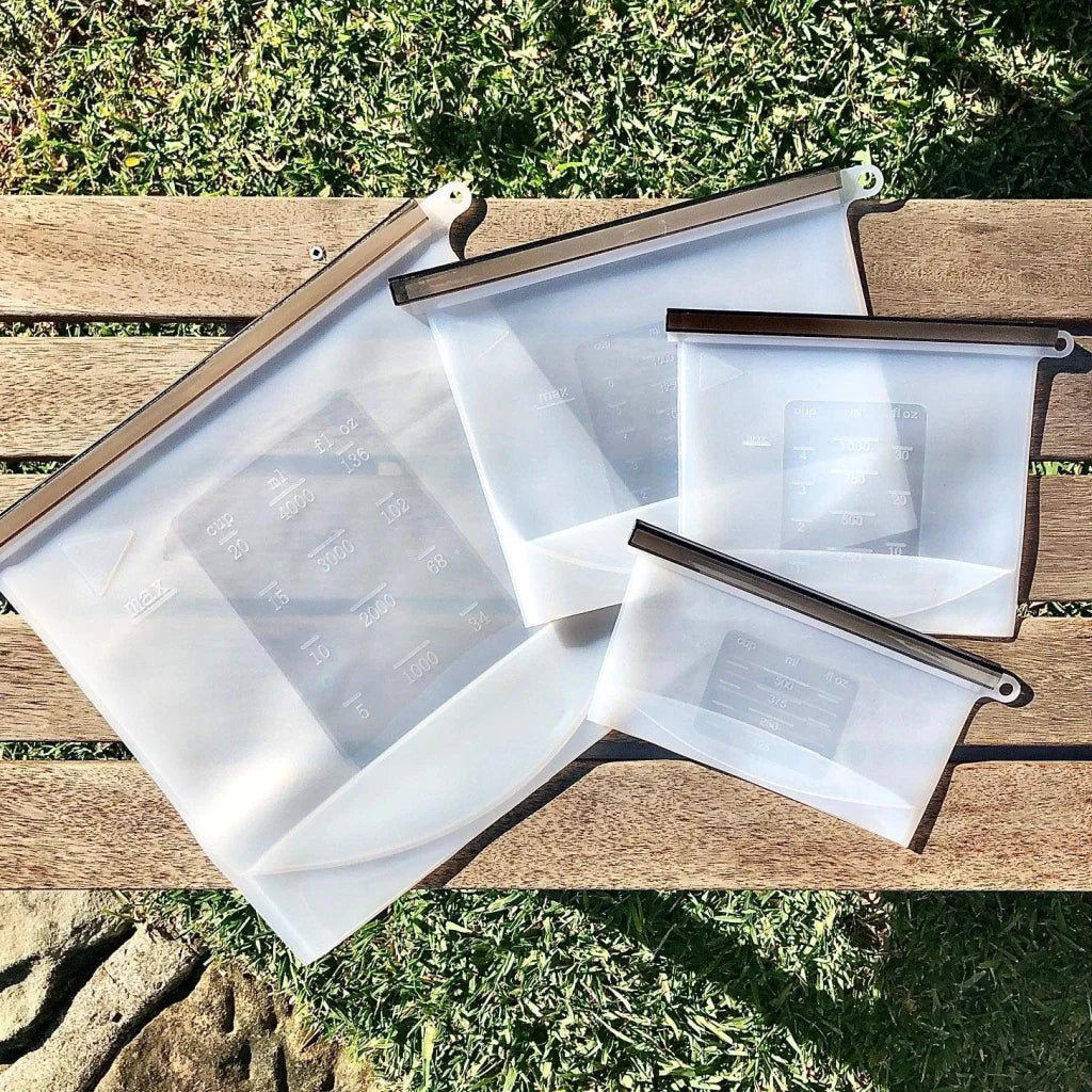 Silicone Zip Lock Food Pouch Bundle - 4 Sizes - Home &