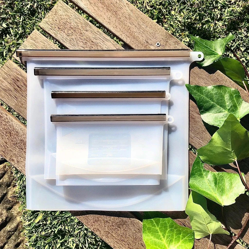 Silicone Zip Lock Food Pouch Bundle - 4 Sizes - Home &